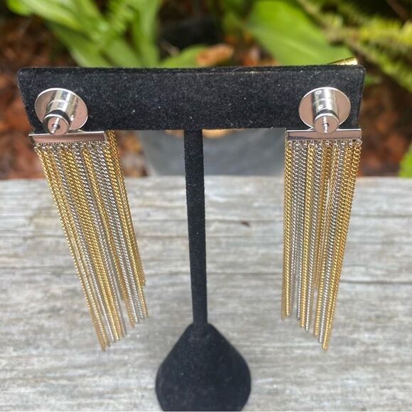 Women's Demarson Naya Gold and Silver Chain Fringe/Tassel Earrings Boho - Picture 8 of 10